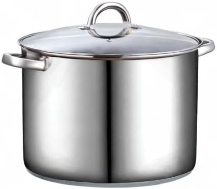 Cook N Home Basics 16 Quart Stainless Steel Stock Pot with Lid, Cooking Pot for Pasta, Soup, Sturdy Handle, Large Stockpot with Even Heating, Oven & Dishwasher Safe, Cookware for Canning, Boiling