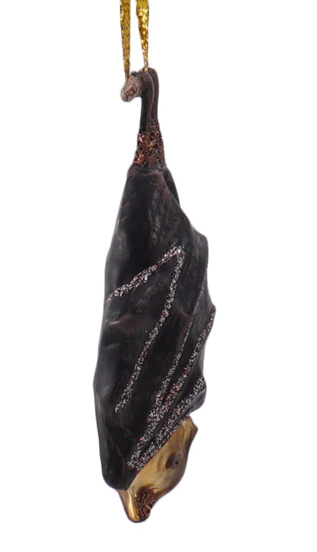 Hanging Upside Down Halloween Black Bat Christmas Ornament