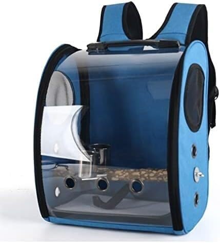 Birdcages Parrot Backpack Sling Backpack Transparent Travel Cage Cup for Travel and Hiking(Blue)
