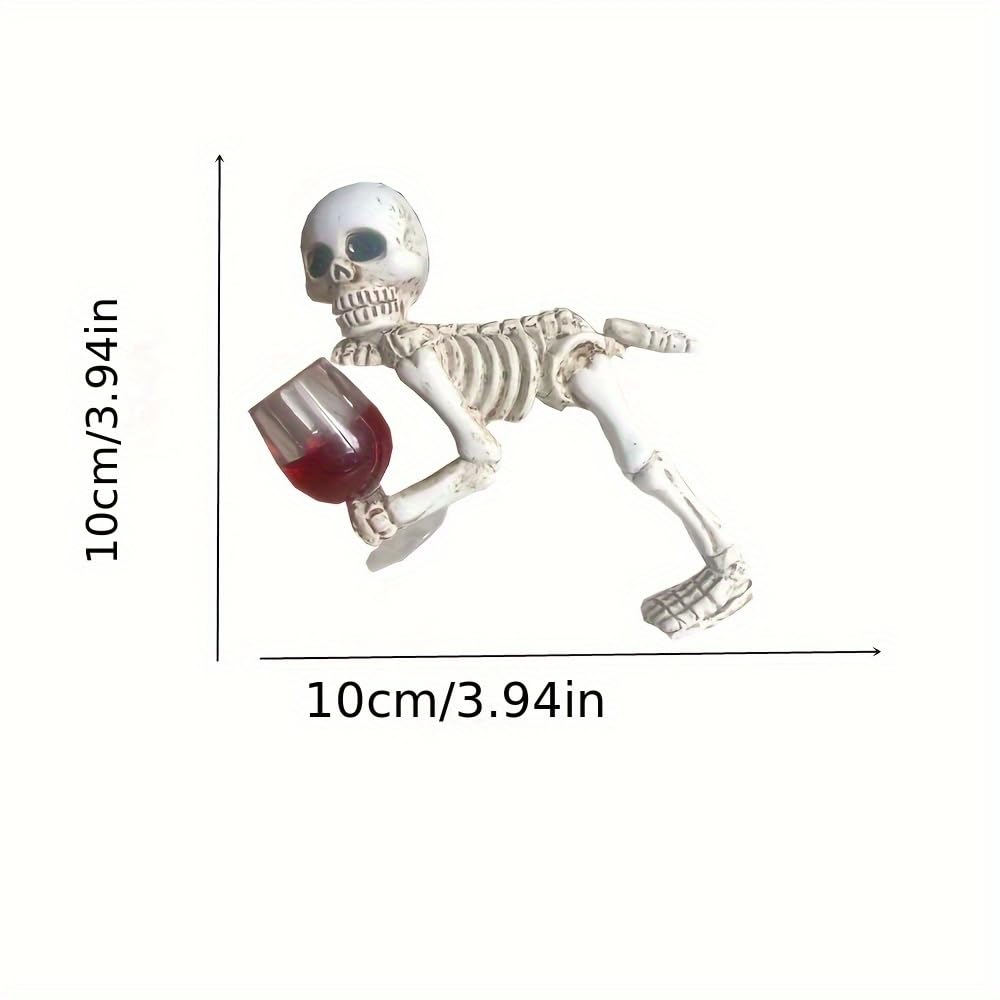 WACSLDN Halloween Skeleton Flowerpot Decoration, Weather Resistant Resin Garden Statue (Red Cup)