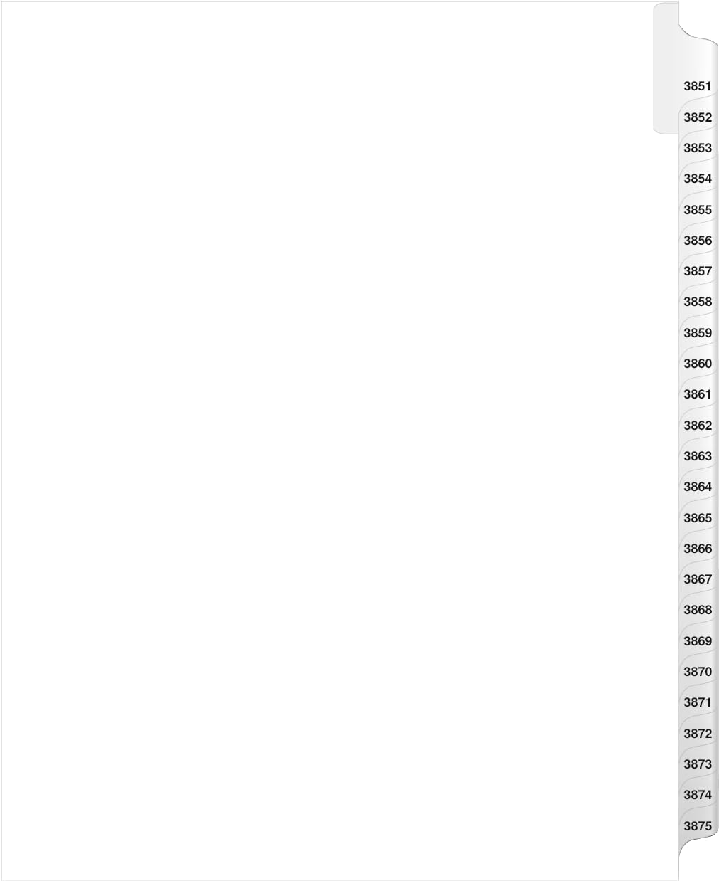 Exhibitindexes® Side Collated Exhibit Tabs AVE Style Bold Tabs Set of 3851-3875 | Made in The USA