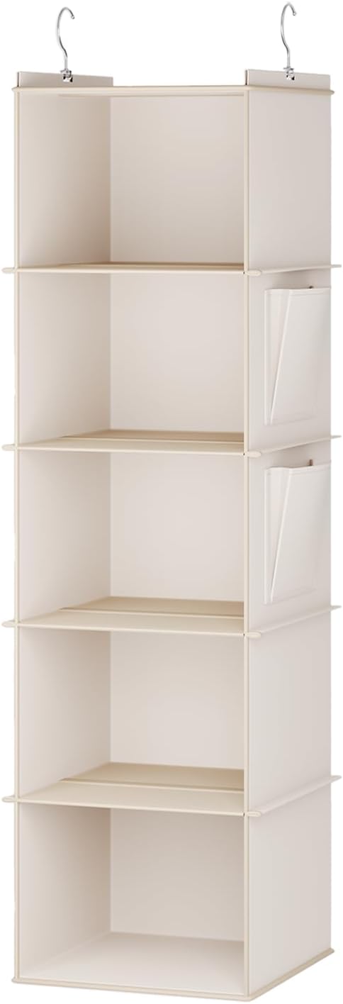 YOUDENOVA Hanging Closet Organizer, 5-Shelf Closet Hanging Storage Shelves