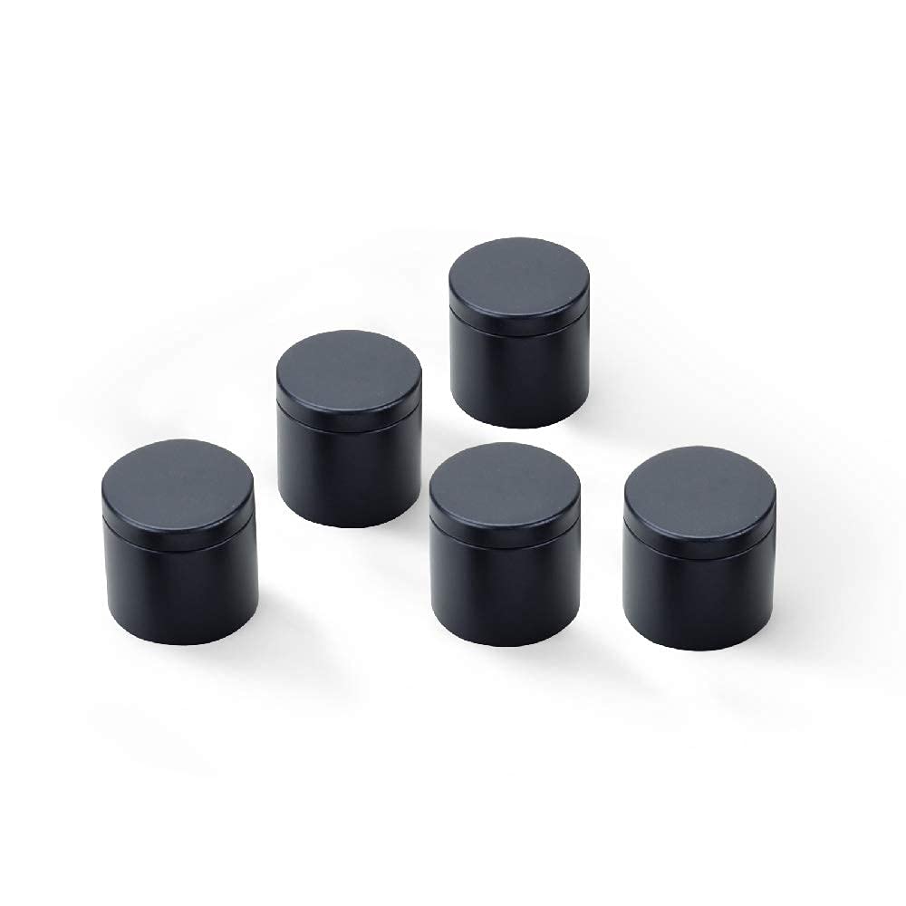 Tianhui Small Tin Can Box with Lids Canister for Coffee Tea Candy Storage Loose Leaf Tea Tin Containers Storage 5 Pcs (Black, S)
