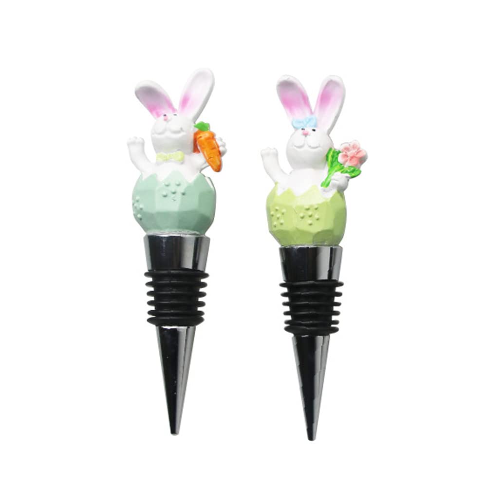 Rabbit Bottle Stopper Carrot Flower Cute Bunny Wine Bottle Stoppers Bottle Stopper Spring Summer Easter Party Decoration Supplies 2PCS