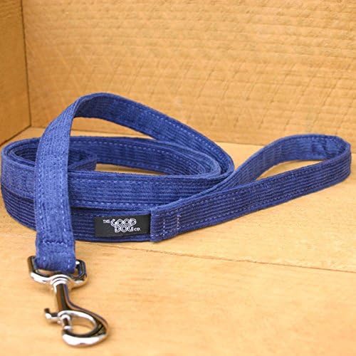 The Good Dog Company Hemp Corduroy Leash - 6 ft (1/2 Inch Width, Blue)