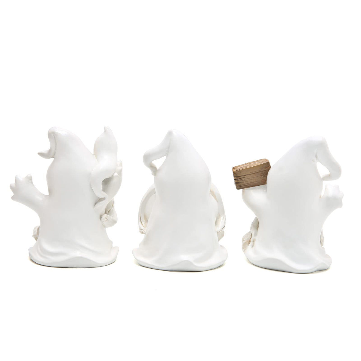 Hodao Halloween Ghost Gnome Figurines - Cute Spooky with Pumpkin & Boo Sign, 3PCS Indoor Outdoor Decor for Home, Party, Tiered Trays, Windowsills & Gifts