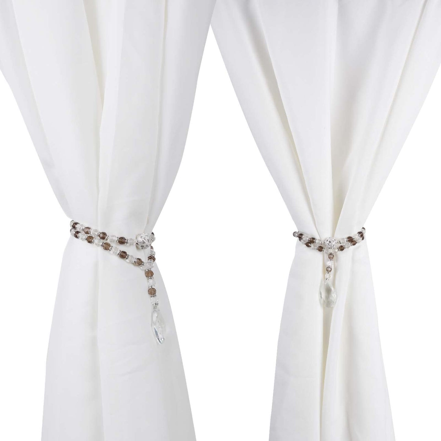 SUQ I OME 1 Pair of Luxury Crystal Beaded Magnetic Curtain Tieback and Holdback Curtain Clips Curtain Buckle Curtain Holder Blingbling Curtain Holdbacks for Drapes,Gray