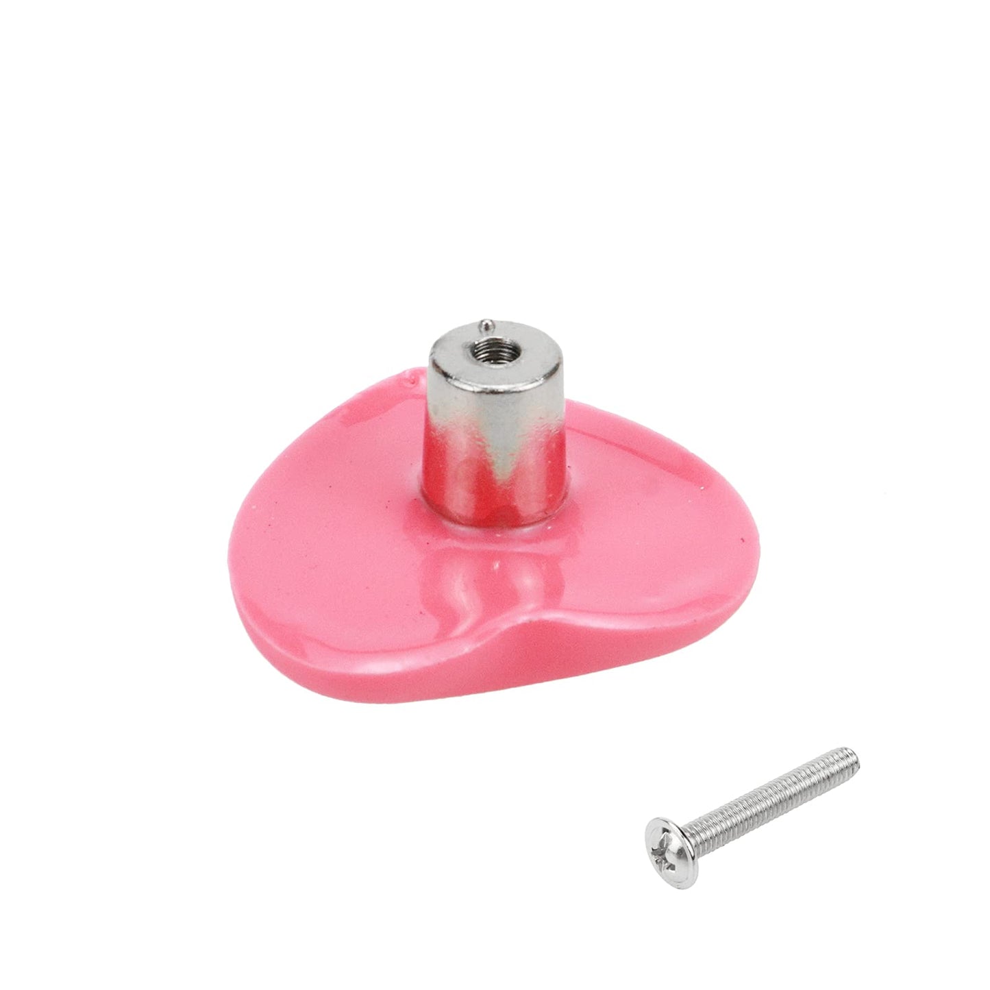 LC LICTOP 1.54 Inch Pink Heart Soft Rubber Drawer Knobs 6pcs, Warm Style Cabinet Knobs for Cabinets, Cute Drawer Pulls Handles with Screws for Dresser Wardrobe Closet