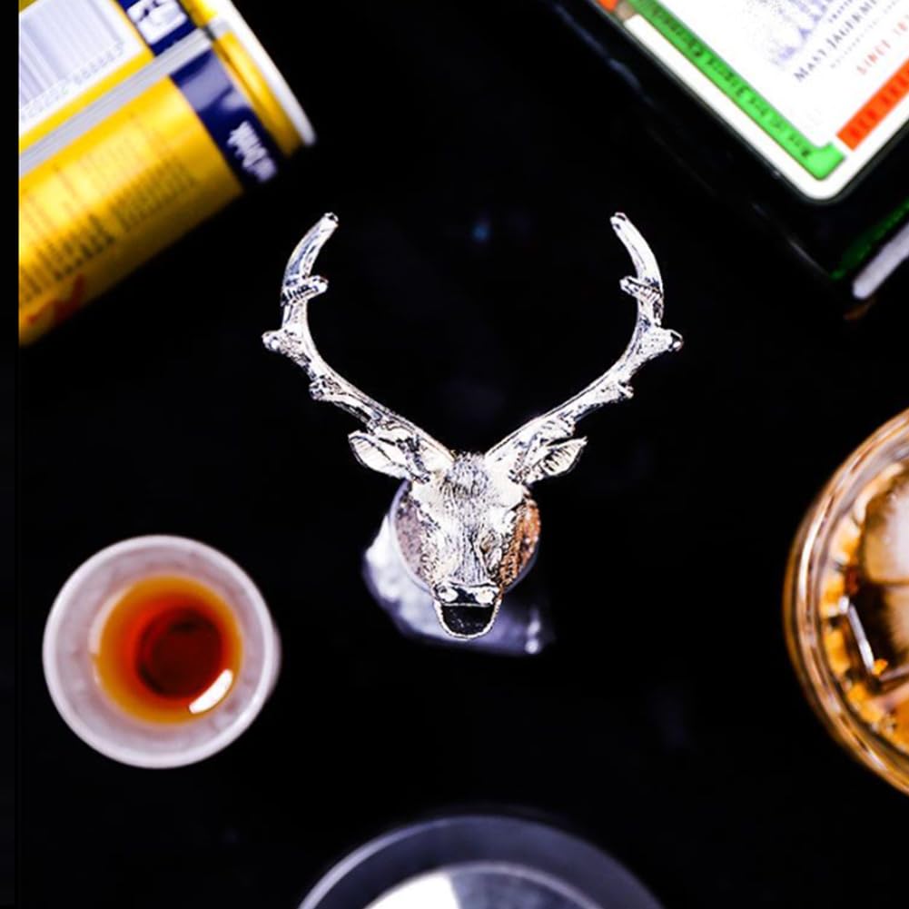 Zinc Alloy Animal Bar Liquor Bottle Pourer Liquor Pour Spout Sdjdhej 1Pcs Deer Head Bottle Tipping Nozzle Silicone Stoppers for Christmas and Halloween Decorations (Deer head)