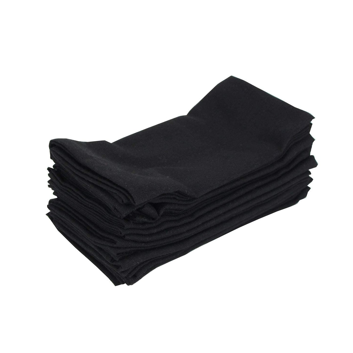 INFEI Solid Color Linen Blended Thin Dinner Cloth Napkins - Set of 12 (40 x 40 cm) - for Halloween Events & Home Use (Black)