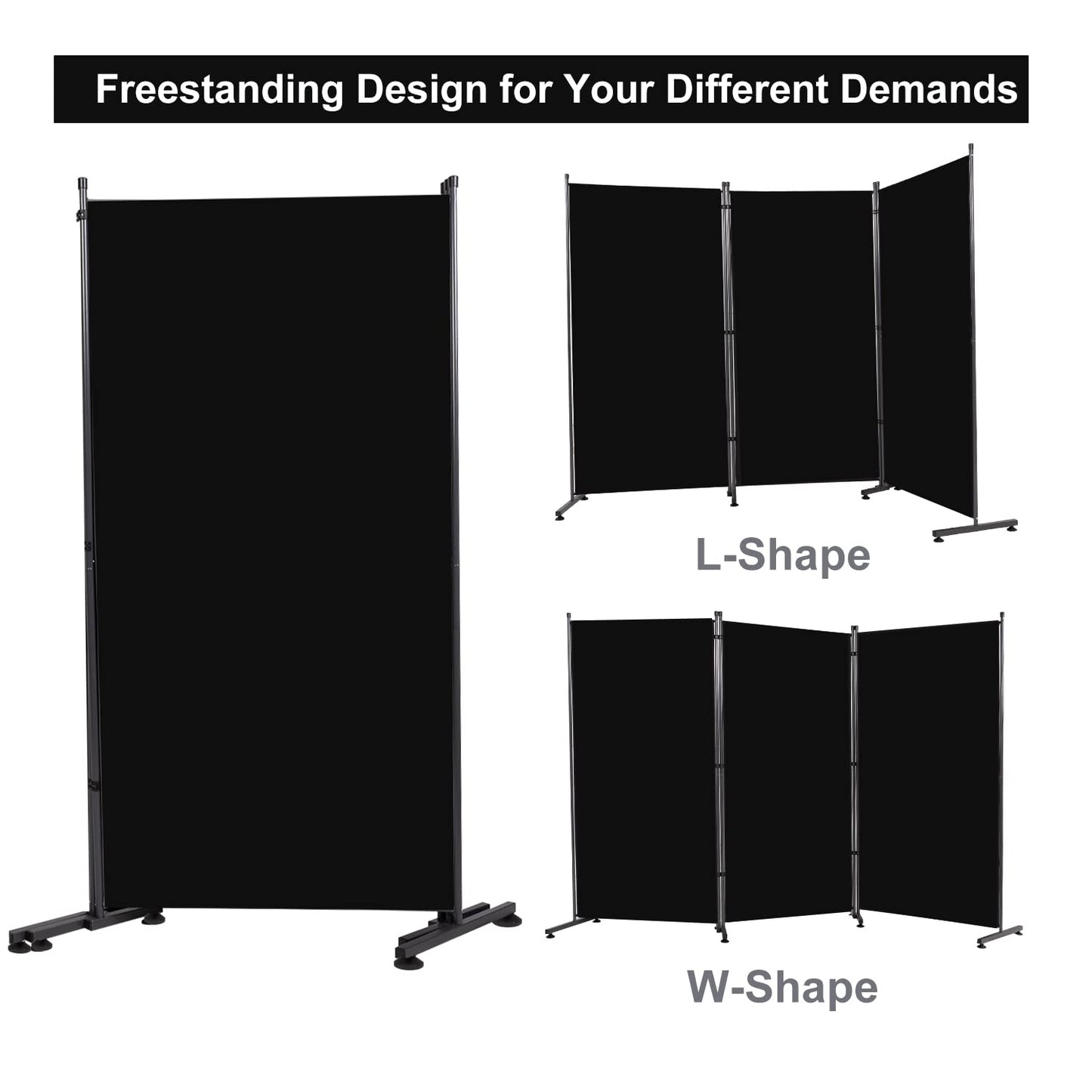 Room Divider 6FT Folding Privacy Screens, 3 Panel Partition Room Dividers w/Freestanding Design, Portable Wall Divider for Room Separtation, Fabric Room Divider Panel Sceen for Home Office Bedroom
