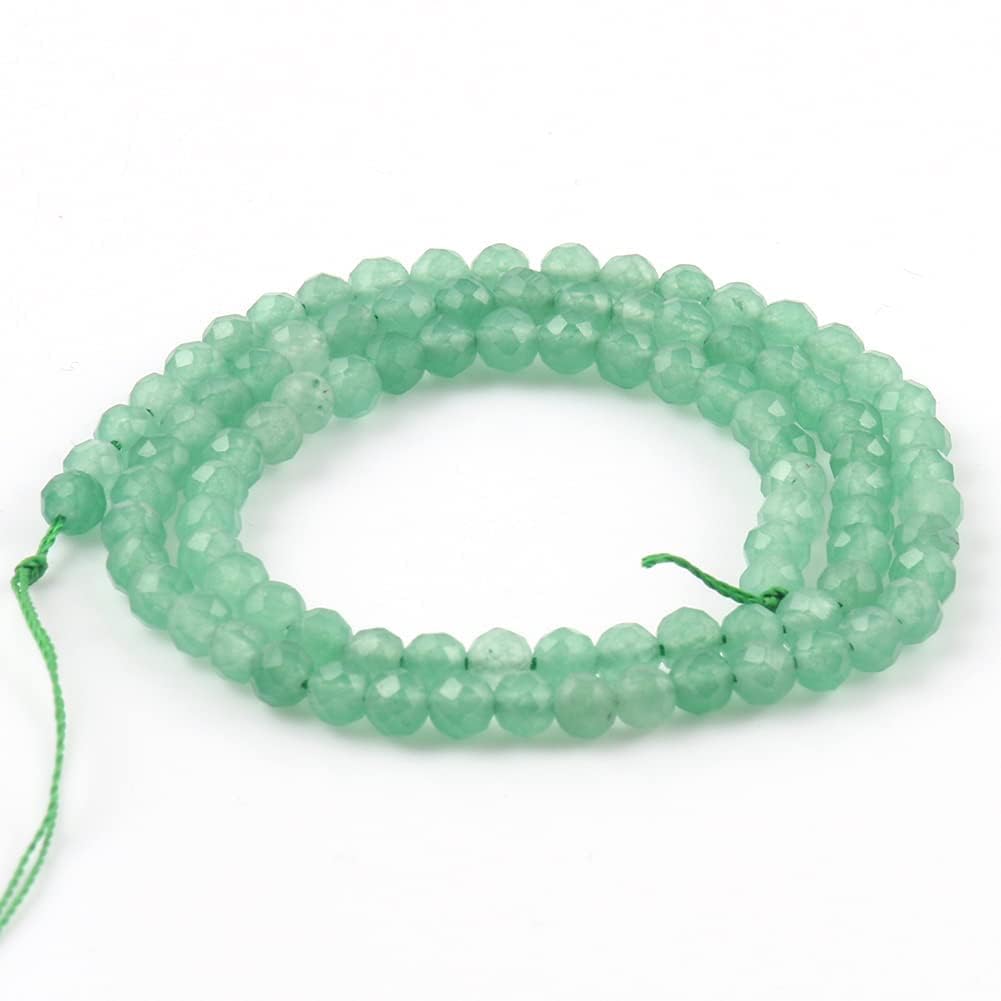 Song Xi 90pcs 4mm Natural Green Aventurine Gemstone Beads Faceted Round Loose Stone Beads for Jewelry Making (1 Strand)