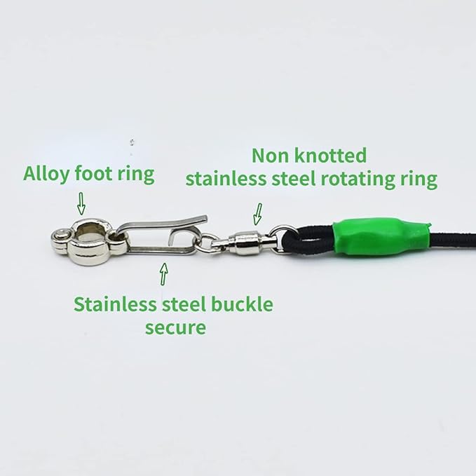 Bird Foot Chain with Flying Latex Elastic Training Rope Outdoor Parrot Ankle Foot Ring Accessories Bird Harness Leash Prevent Escaping (Model7-With 236inch Leash)
