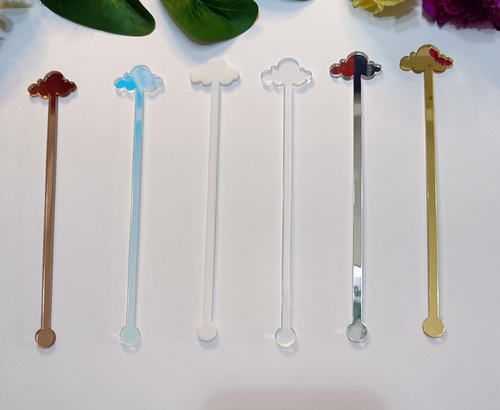 Cloud Drink Stirrers,Acrylic Stir Sticks for Engagement Party,Party Decor,Baby shower,Bridal Shower,Birthday (White)