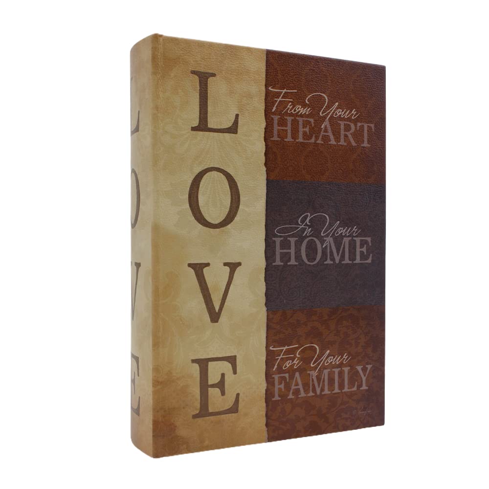 PACOLO Decorative Book Boxes, Faux Wood with Magnetic cover Storage for Hidden Jewelry, Money, and Cash (Love)