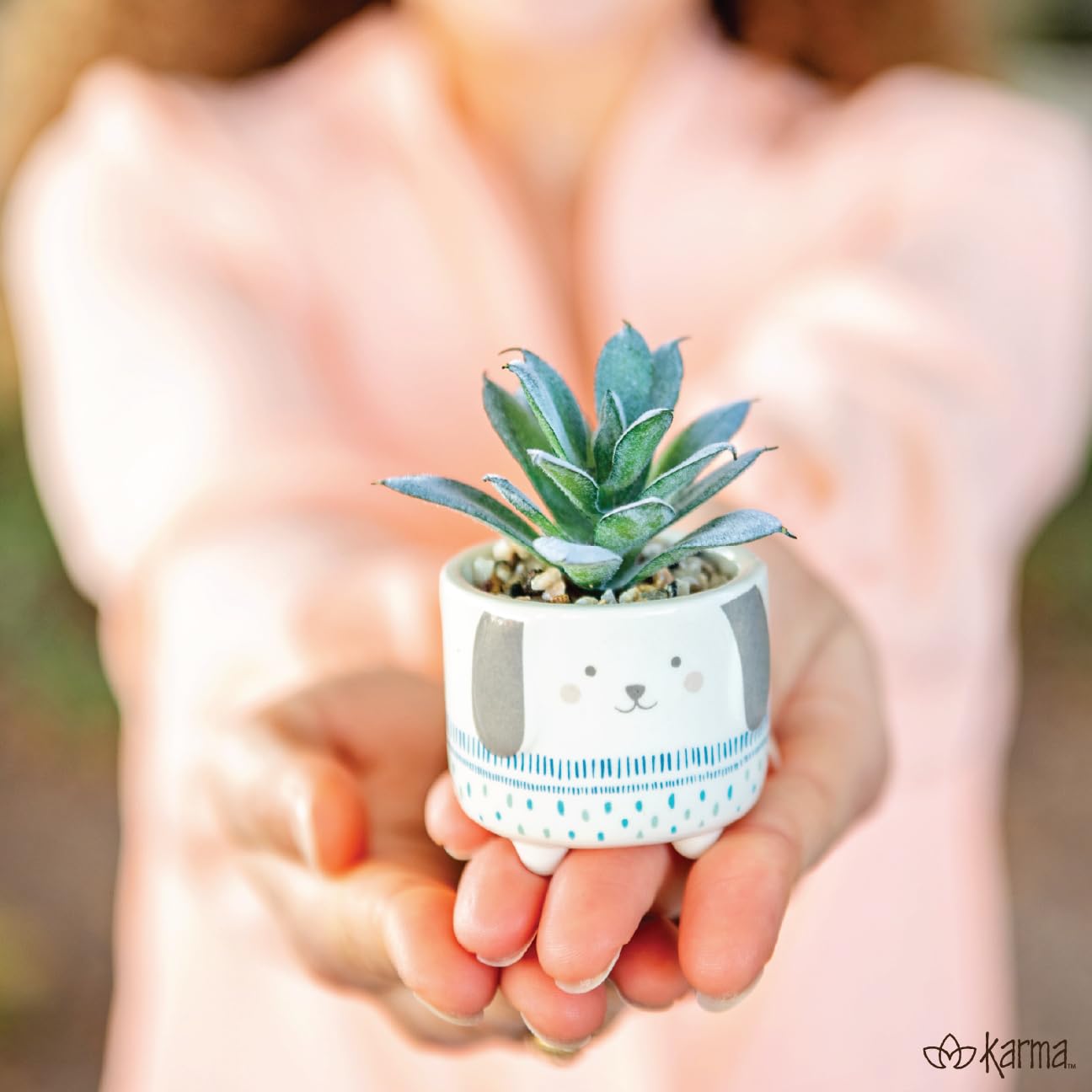 Karma, Shaped Succulent Pot, Artificial Succulents in Ceramic Pot, Faux Mini Succulent Plant, Desk Decor, Office Plants, Succulent Décor Faux Succulent Plants Potted - Heart Dice
