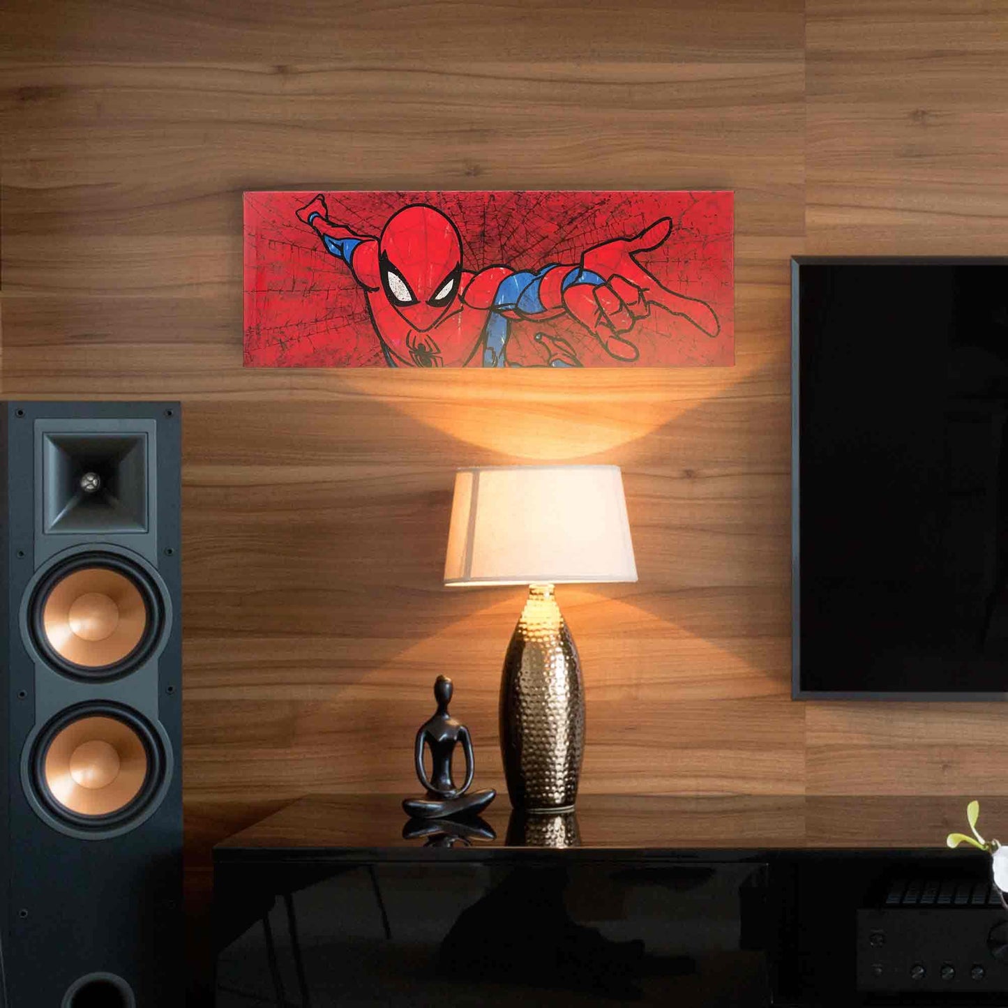 Open Road Brands Marvel Spider-Man Web Gallery Wrapped Canvas Wall Decor - Large Horizontal Spider-Man Wall Art for Man Cave or Movie Room