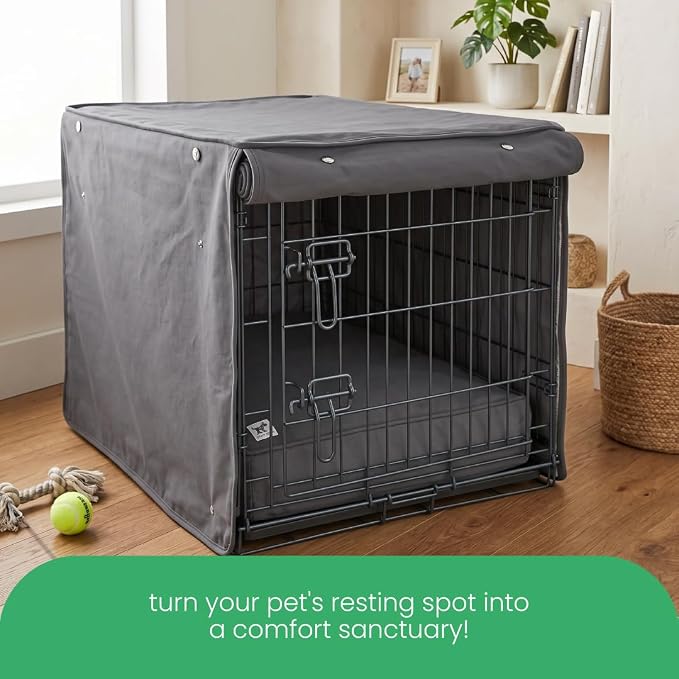 Molly Mutt I'm a Realist Dog Crate Cover, 100% Cotton Canvas Cover with 2 Roll-Up Panels, Ideal for Dog or Cat Crate, Durable, Washable, and Free of Harmful Chemicals, 36" x 23" x 25"