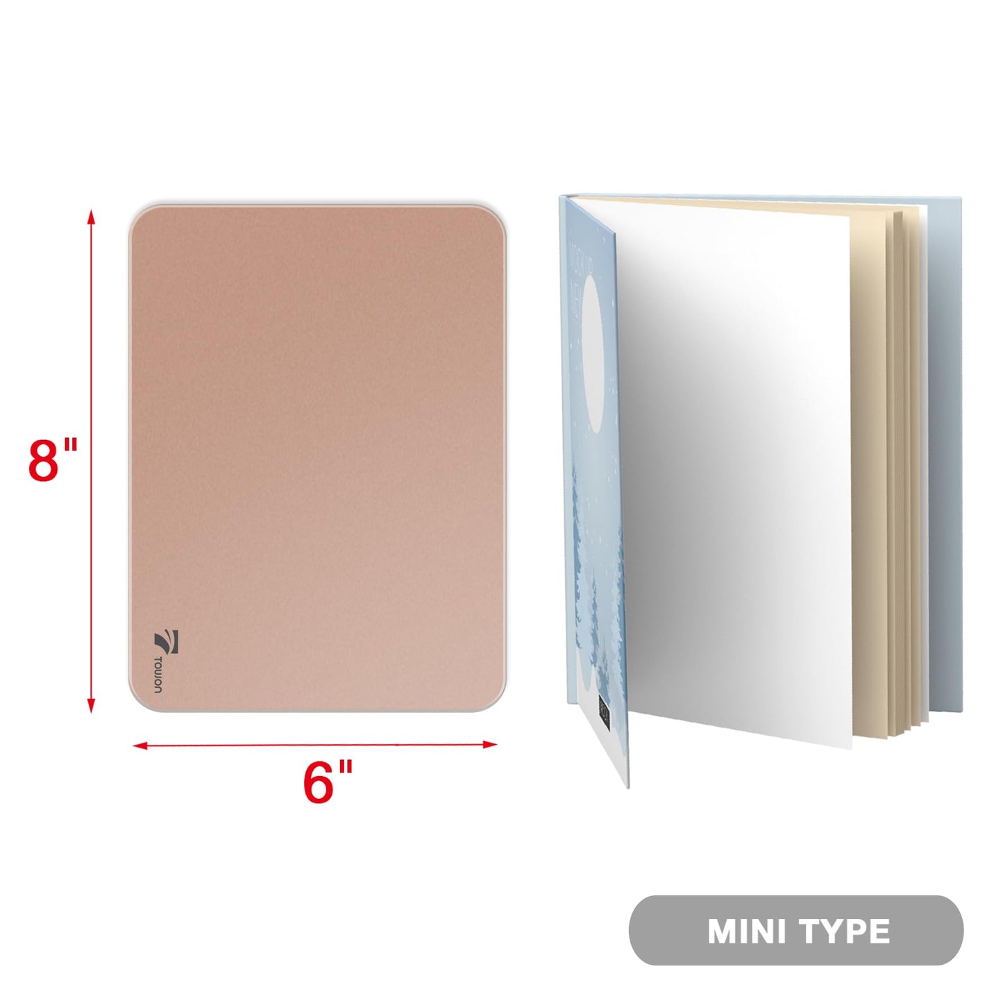 Rose Gold Glossy Mirror Mini Desktop Pure Glass Whiteboard, Small Desktop Dry Erase Board, Desk White Board Dry Erase with Accessories, Stenography Artifact for Office Homeschooling Décor, 8x6 Inches