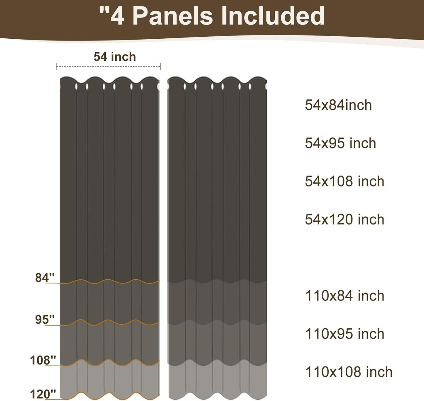 HolidayIdeas Outdoor Curtains for Patio Waterproof-4 Panels 54"x84"-Windproof Weatherproof Privacy Cream Outside Curtains-Grommet Top and Tab Bottom Drape for Gazebo, Porch, Pergola, Cabana, Backyard