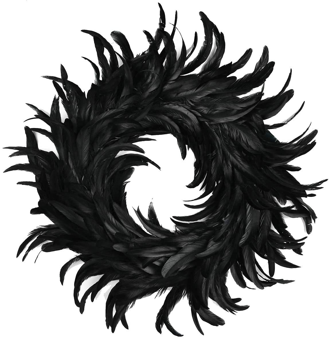 Black Feather wreath-18 inches in Diameter-Creates Atmosphere