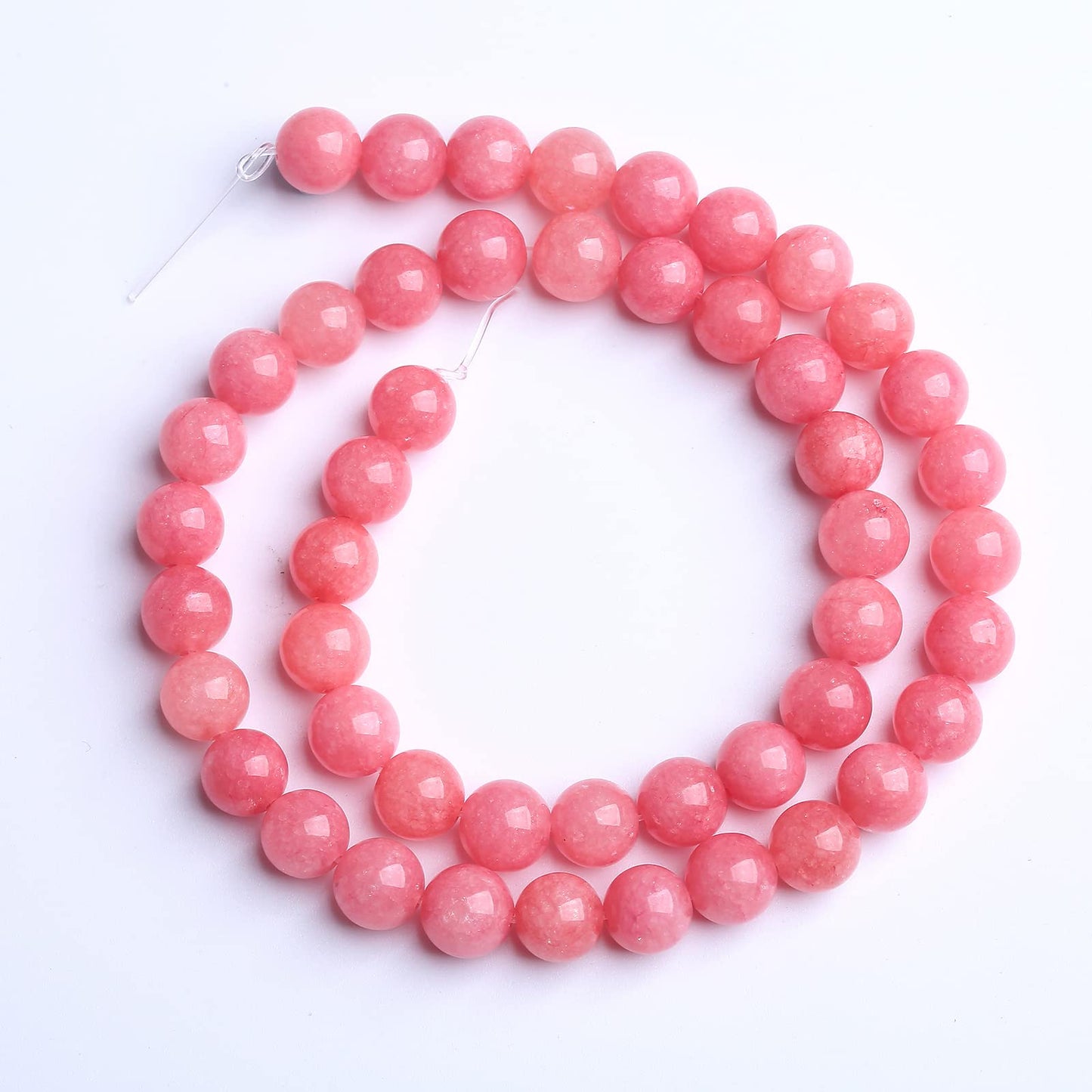 75PCS 10MM Natural Stone Pink Jade Beads Rhodochrosite Chalcedony Beads for Jewelry Making DIY Bracelet 2 Strands