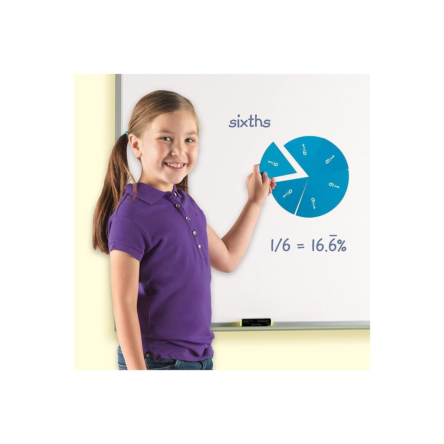 Learning Resources Double-Sided Magnetic Fraction Circles, Sticks to Whiteboard and Chalkboard, Teacher Math Classroom accessories Ages 6+