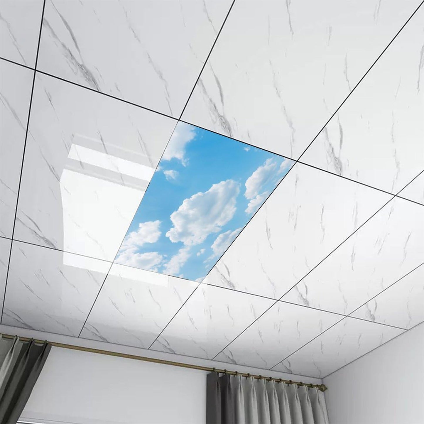 2PCS Fluorescent Light Covers - Magnetic, Filters for Classroom, Home, Office Drop Ceiling Lamps - 4x2Feet (Cloud)