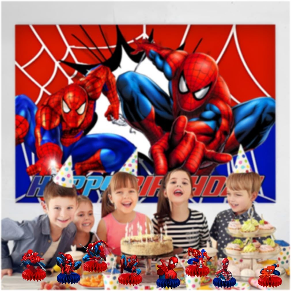 8Pcs Spider Honeycomb Table Centerpiece Spider Birthday Party Supplies Table Decorations for Kids Party Decorations