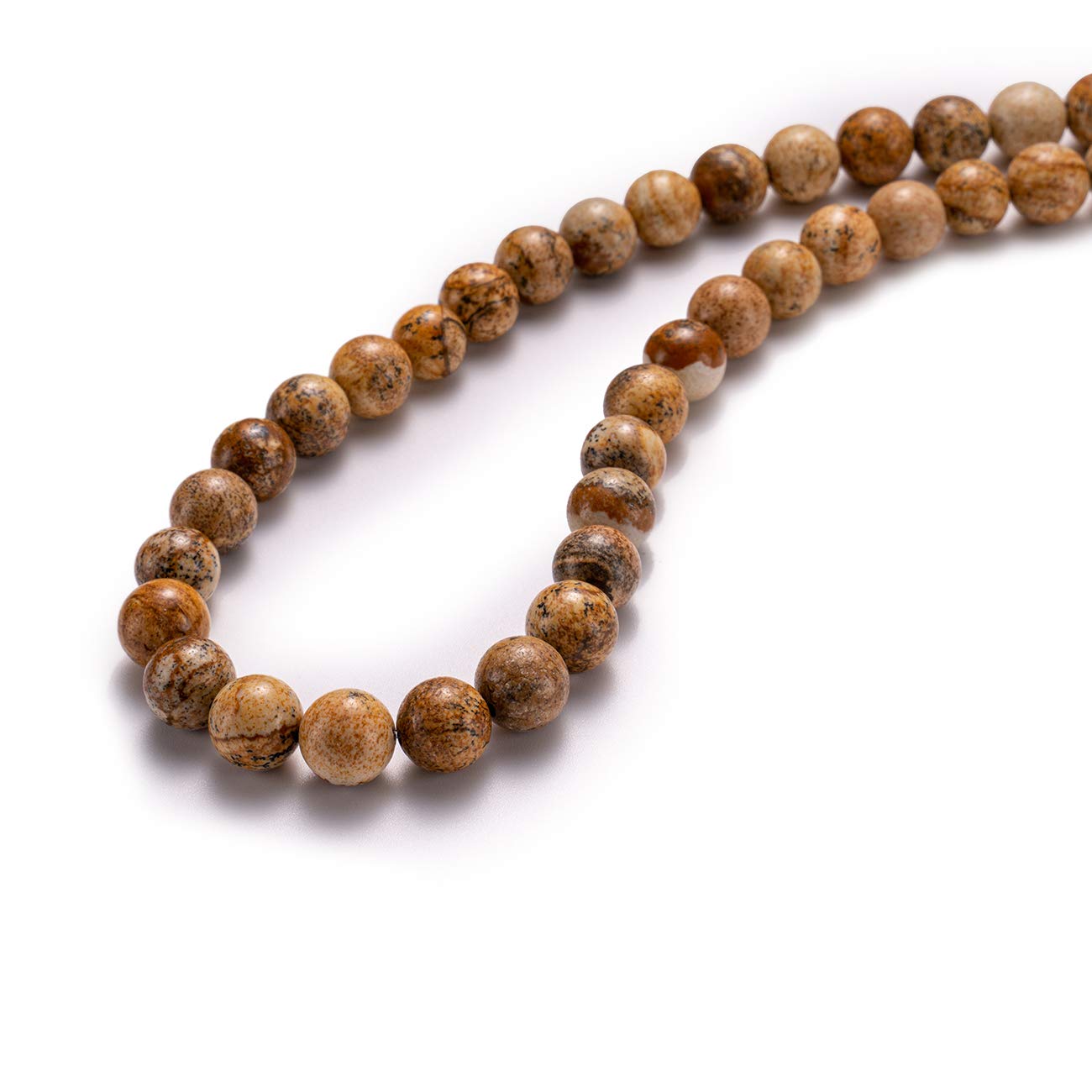 BEADIA Natural Brown Picture Jasper Stone Round Loose Semi Gemstone Beads for Jewelry Making 6MM 61PCS