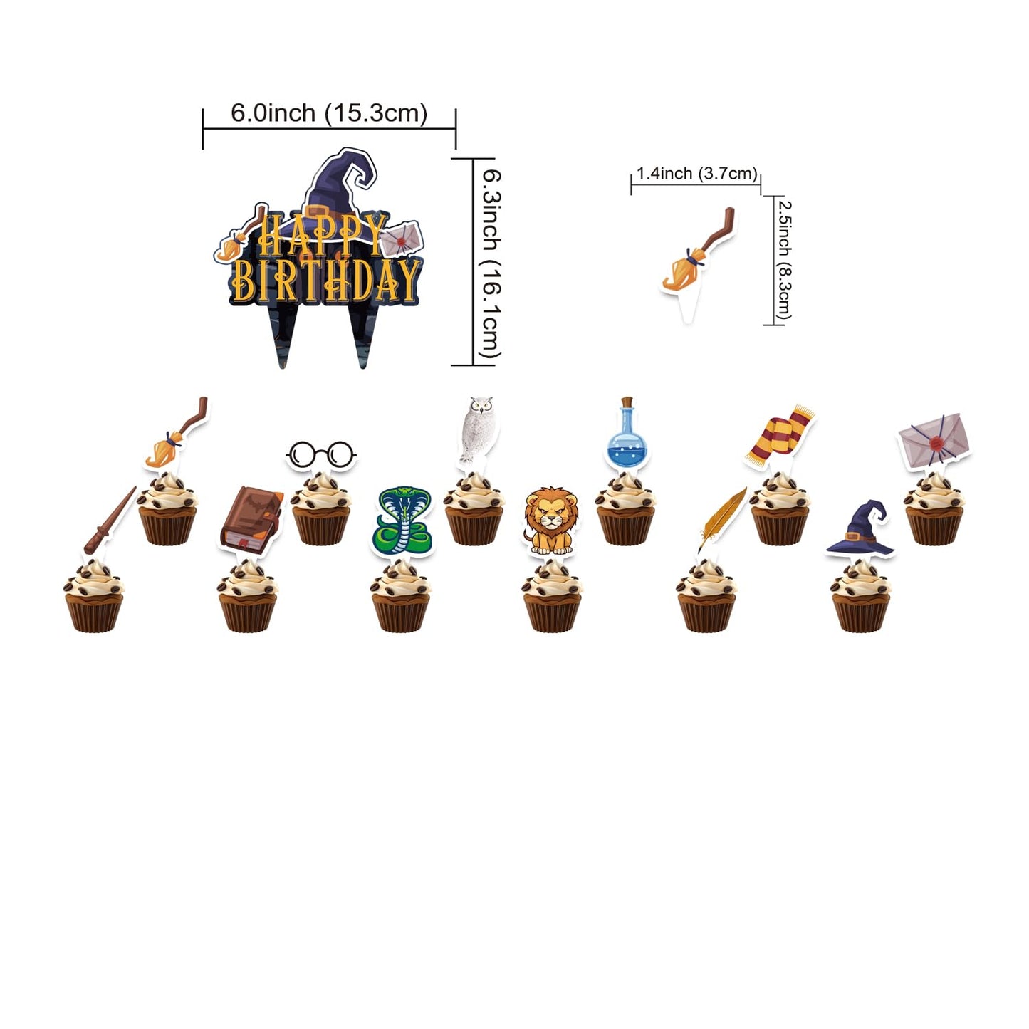 Magical Wizard Birthday Party Decorations Supplies Includes Happy Birthday Banner Balloons Cake Toppers Cupcake Toppers for Boys and Girls Halloween Party