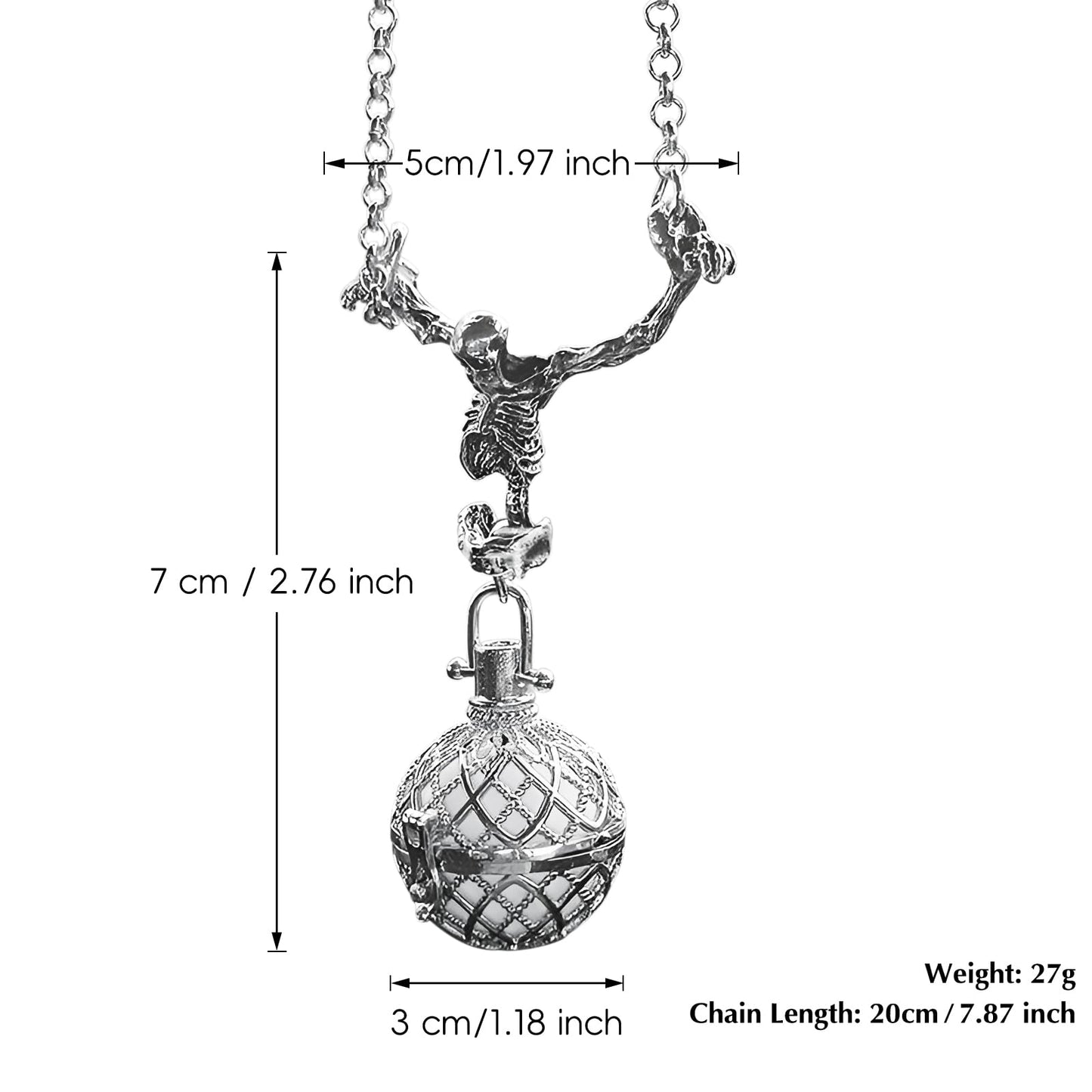 TECHPLUS Skeleton Car Rear View Mirror Hanging Charm - Aromatherapy Pendant Car Accessories,Skull Ornament Essential Oil Diffuser, for Halloween&Daily Use