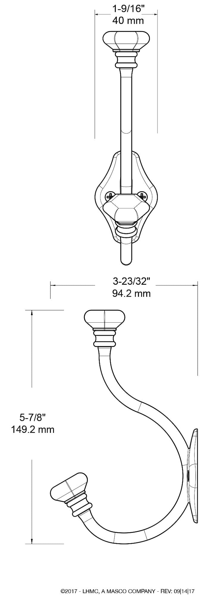 Liberty 128734 Acrylic Facets Design Coat and Hat Hook, Satin Nickel and Clear