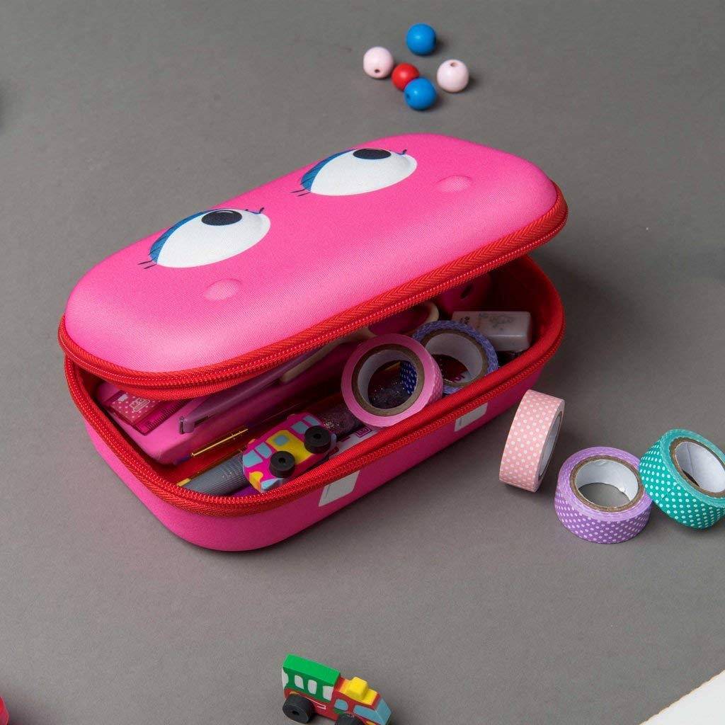 ZIPIT Beast Pencil Box for Girls, Large Capacity Cute Pencil Case for School, Stationery Organizer Box, Pink