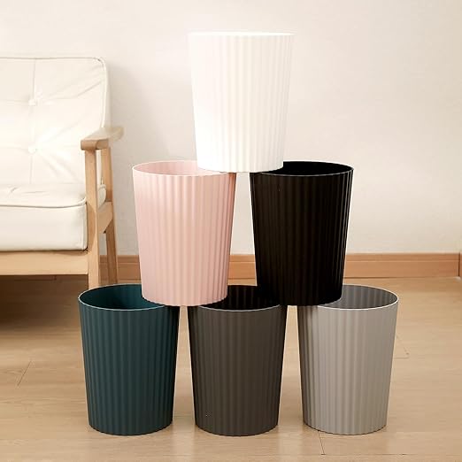 JiatuA Small Trash Can Plastic Wastebasket Round Garbage Container Bin for Bathroom, Kitchen, Bedroom, Home Office, College Dorm, Black