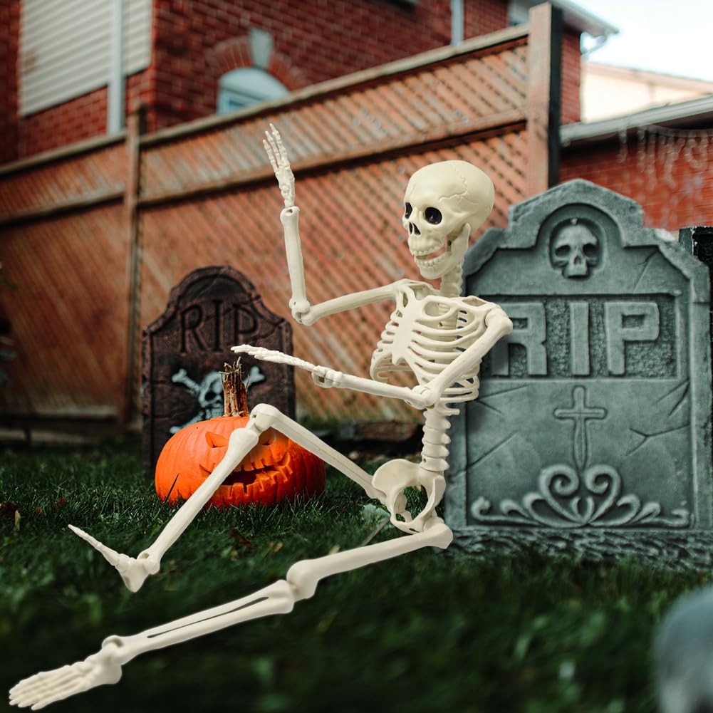 CAMIRUS 3FT Skeleton, 36" Full Body Skeleton with Movable Posable Joints, Realistic Plastic Bones Halloween Prop for Outdoor Haunted House Decorations