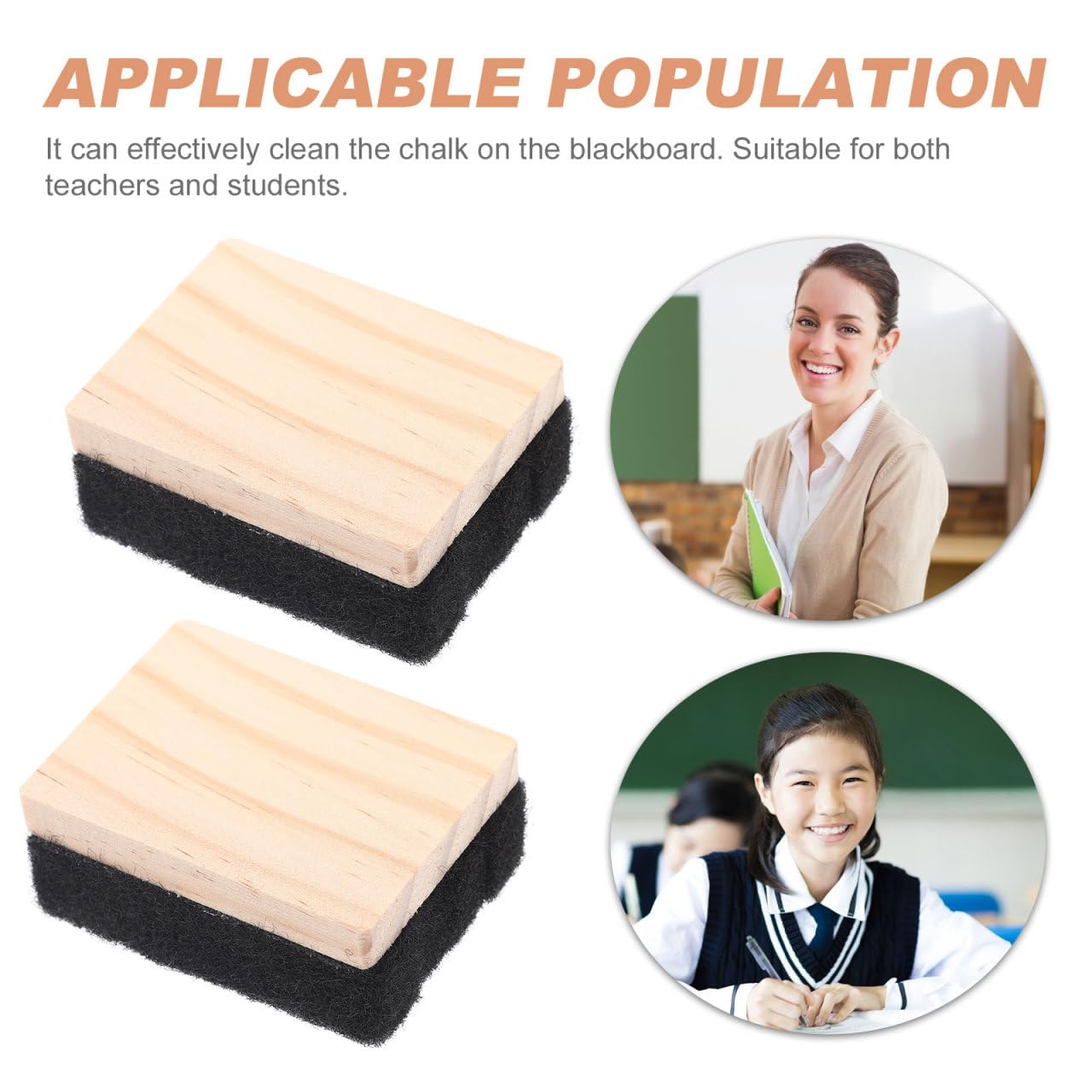 Tofficu Mini Wooden Dry Erase Erasers for Whiteboard and Chalkboard Classroom Office Use Lightweight Felt Board Wipes Set