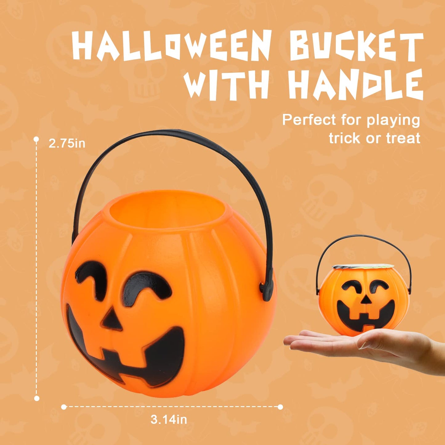 TOY Life Halloween Toys Prefilled Pumpkins Buckets Halloween Party Favors for Kids Bulk, 162Pcs Halloween Pinata Stuffers Mini Bucket Goodies Bag Classroom Prizes Trick or Treats