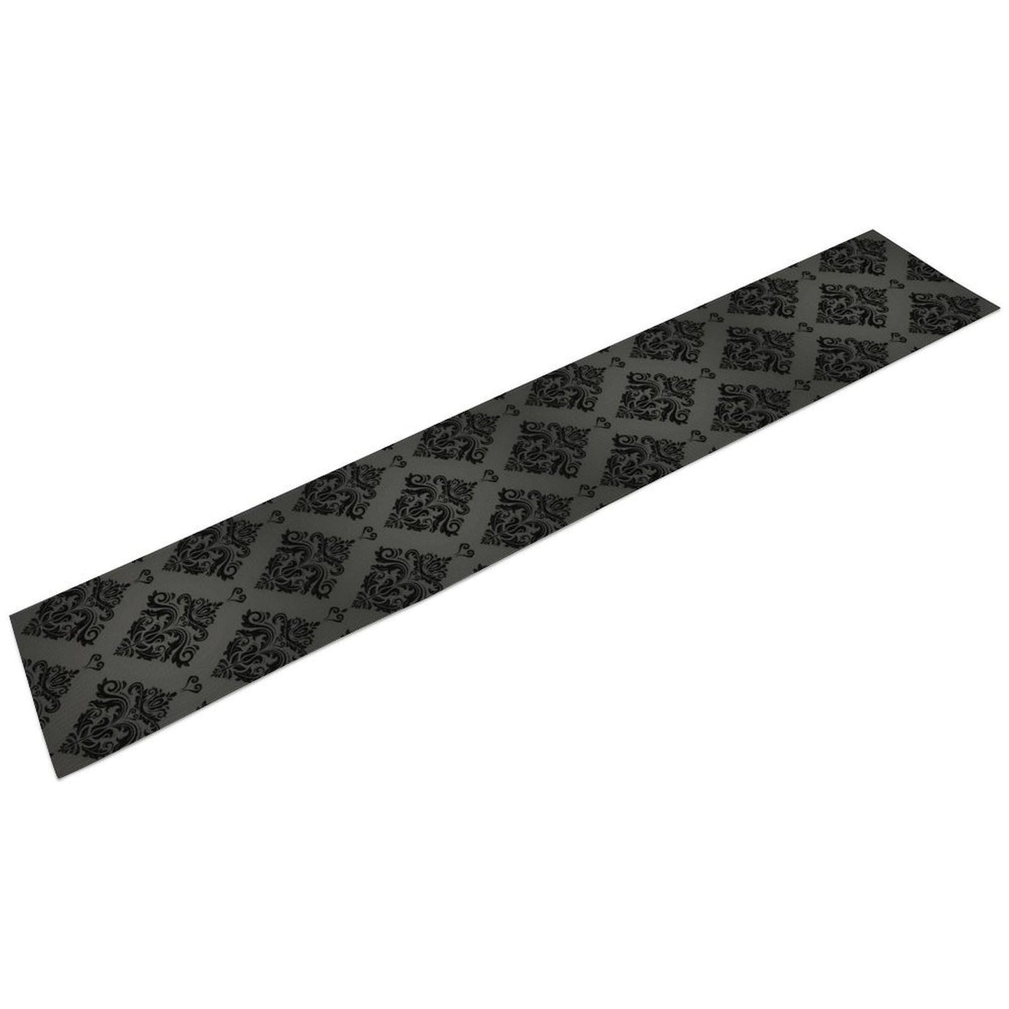 Halloween Table Runner, Classic Black Damask Print Table Runner for Holiday Party Kitchen Dining Decor, 13x70 Inch