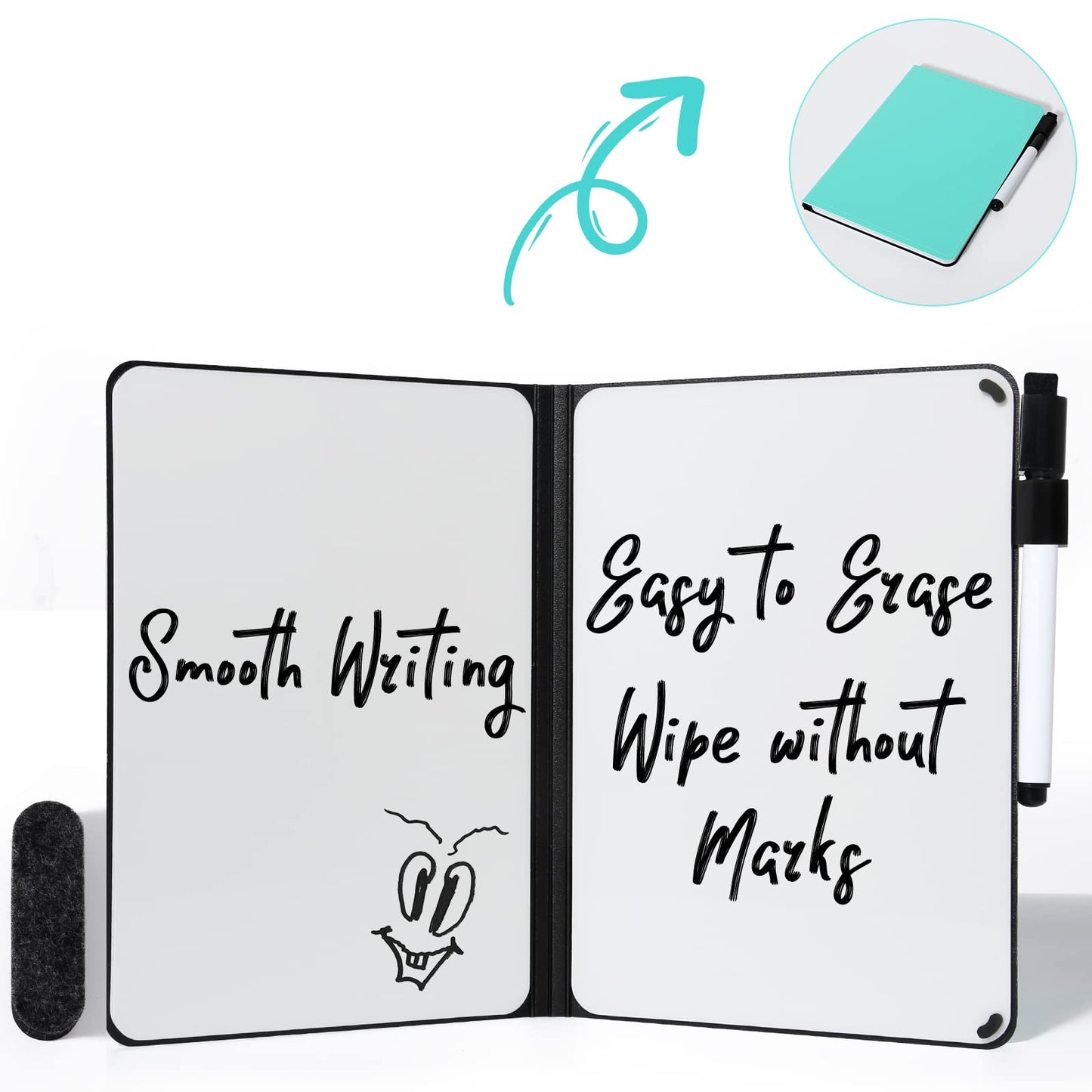 AGM Portable White Board Dry Erase, Double Sided Folding Whiteboards with Pen, Small Dry Erase Board for Study, Meeting, Doodling, Planning, Mint Green