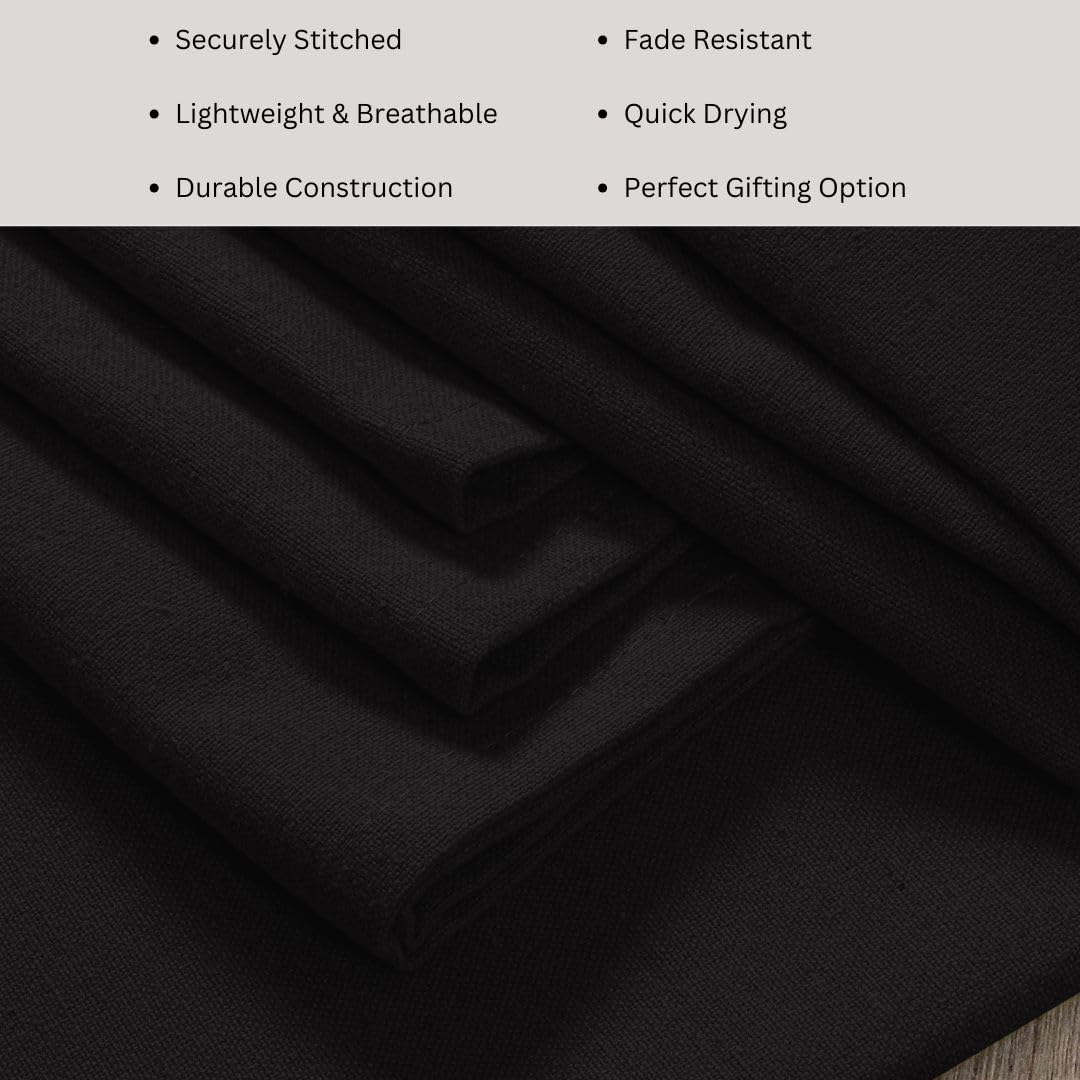 WEAVOO 100% Cotton Dinner Napkins Set of 12 - Soft Absorbent Durable Washable Table Napkins - for Dining Weddings Parties Restaurants Holidays Easter Everyday Use - 18x18 inch Cloth Napkins Black