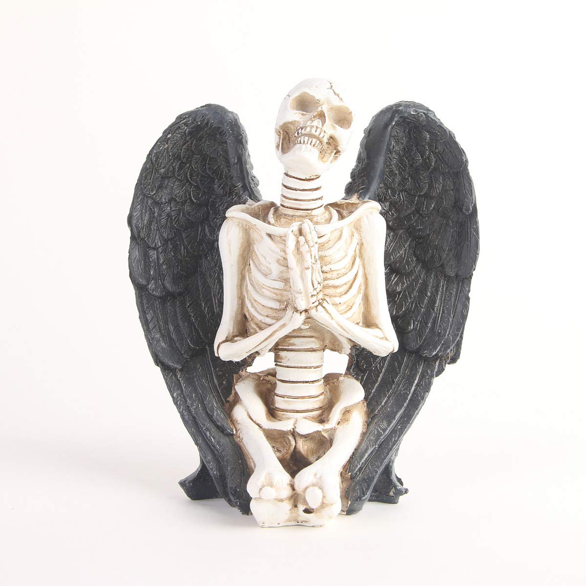 RURAUOGR Kneeling Winged Skeleton Figurines Resin Skull Decorations, Table Decor Statues on Mantel, Shelf, Buffet or Centerpiece (Shape B)