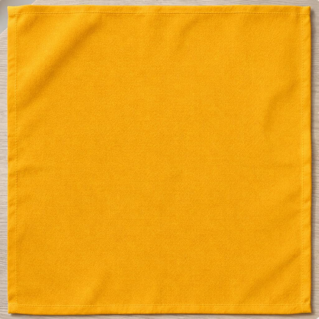 Palisa Mustard Polyester Cloth Dinner Napkins Pack of 12 | 18x18 Inch Reusable & Washable Table Linen Napkins for Everyday Use Wedding Parties Banquet & Hotel