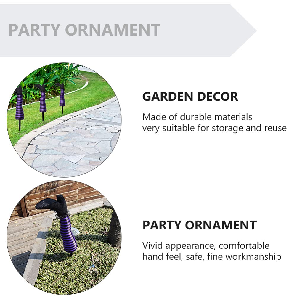 Toddmomy Witch Legs Yard Stakes 18 Inch Halloween Garden Decor Outdoor Lawn Porch Witch Legs for Pumpkin Spooky Halloween Decorations