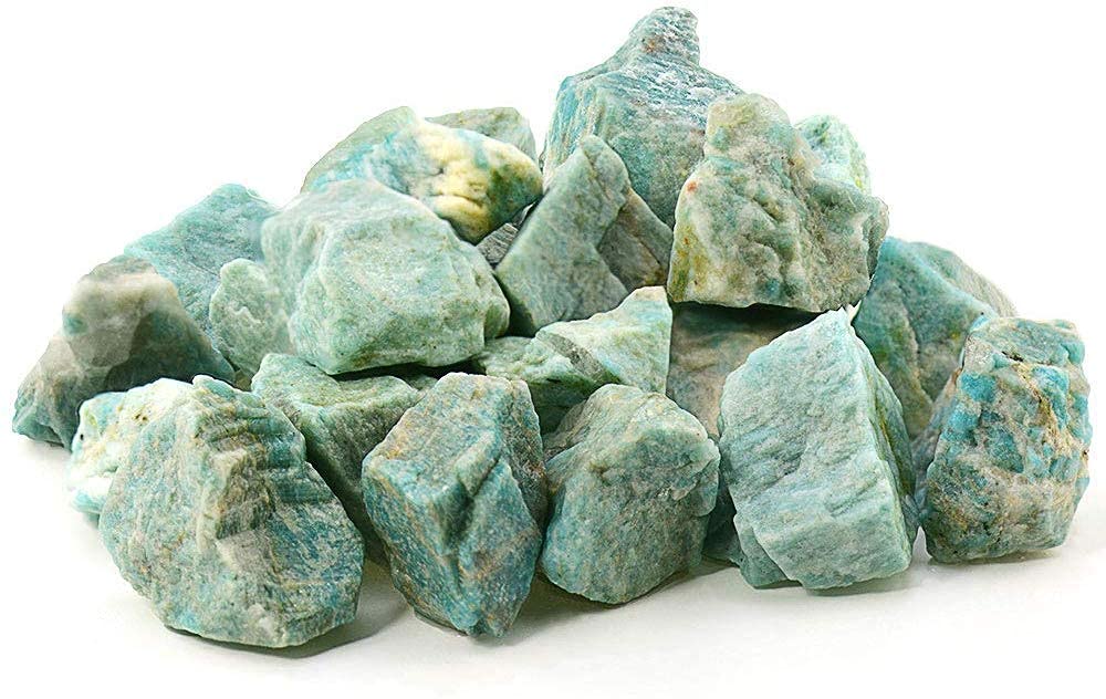 Sawcart Amazonite Rough Raw Natural Crystal Stone 1/2 lb (200โ250g) Bulk Green Gemstone for Tumbling Cabbing Wire Wrapping Lapidary Polishing Home Decor Crystal