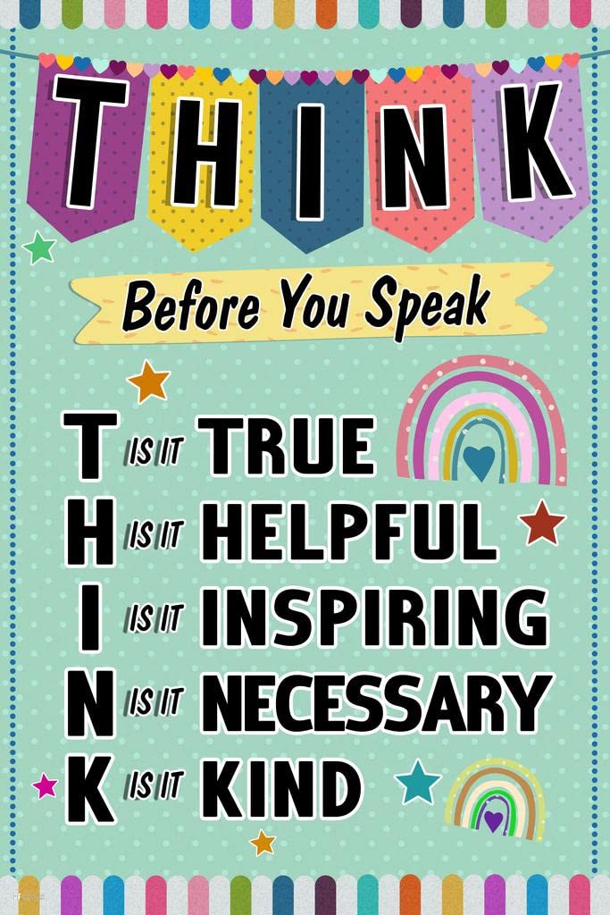 Oh Happy Day Classroom Decor Think Before You Speach Poster Cool Wall Art Print Poster 12x18