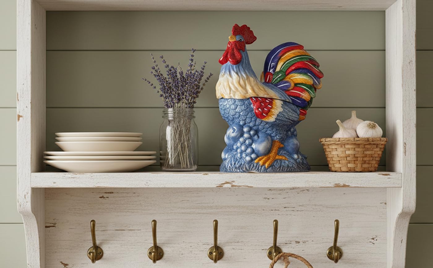 Cosmos Gifts 31994 Farmhouse Fruitful Rooster Cookie Jar/Candy Jar