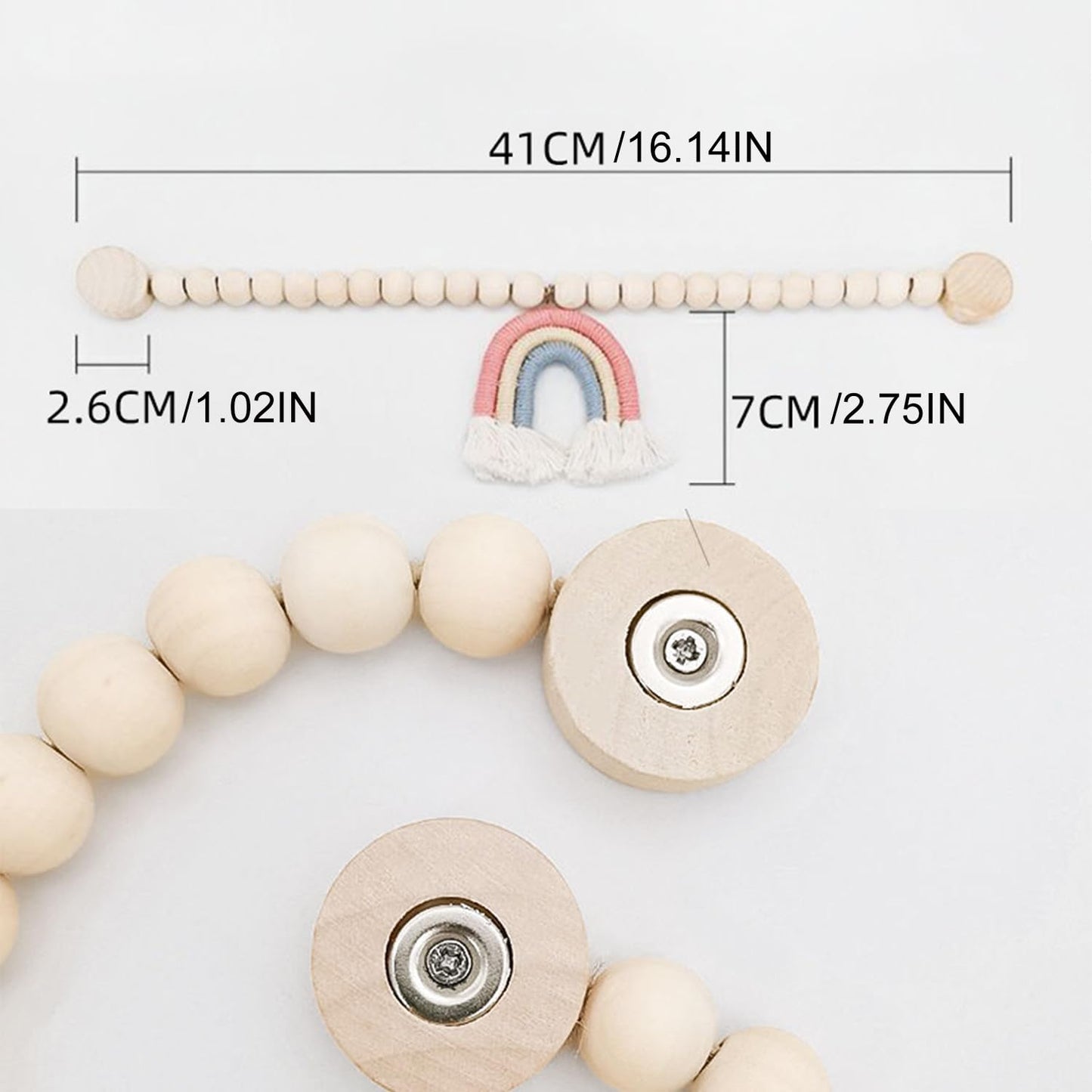 BDHRKTE 2 Pieces Wooden Beaded Curtain Tiebacks, Tassel Curtain Buckles Magnetic Curtain Buckles, Rainbow Tassel Curtain Tiebacks No Punch Decoration (Pink)