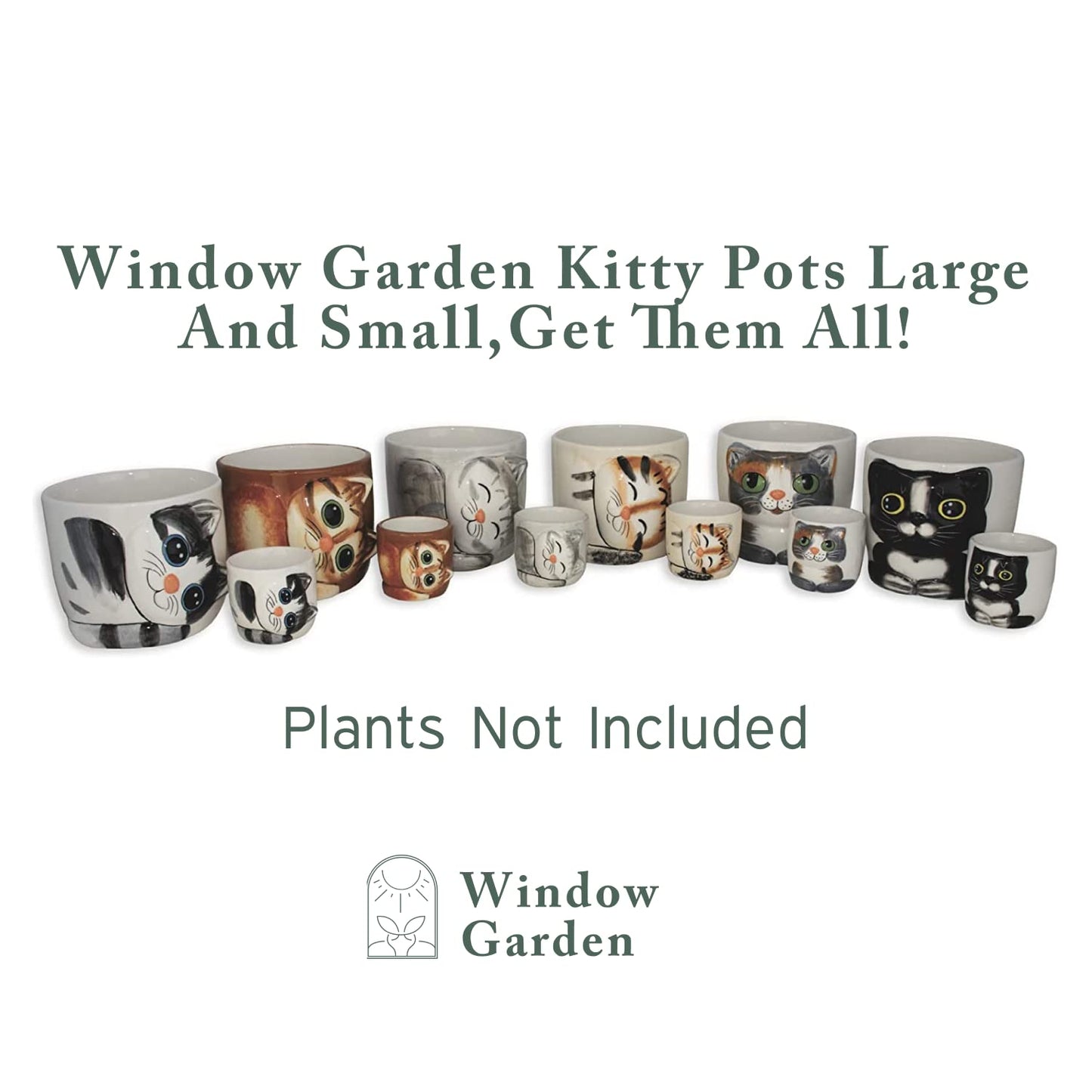 Window Garden Animal - Large Kitty Pot (Barney) Purrfect for Indoor Live House Plants, Succulents, Flowers and Herbs, Super for Cat Lovers, Cat