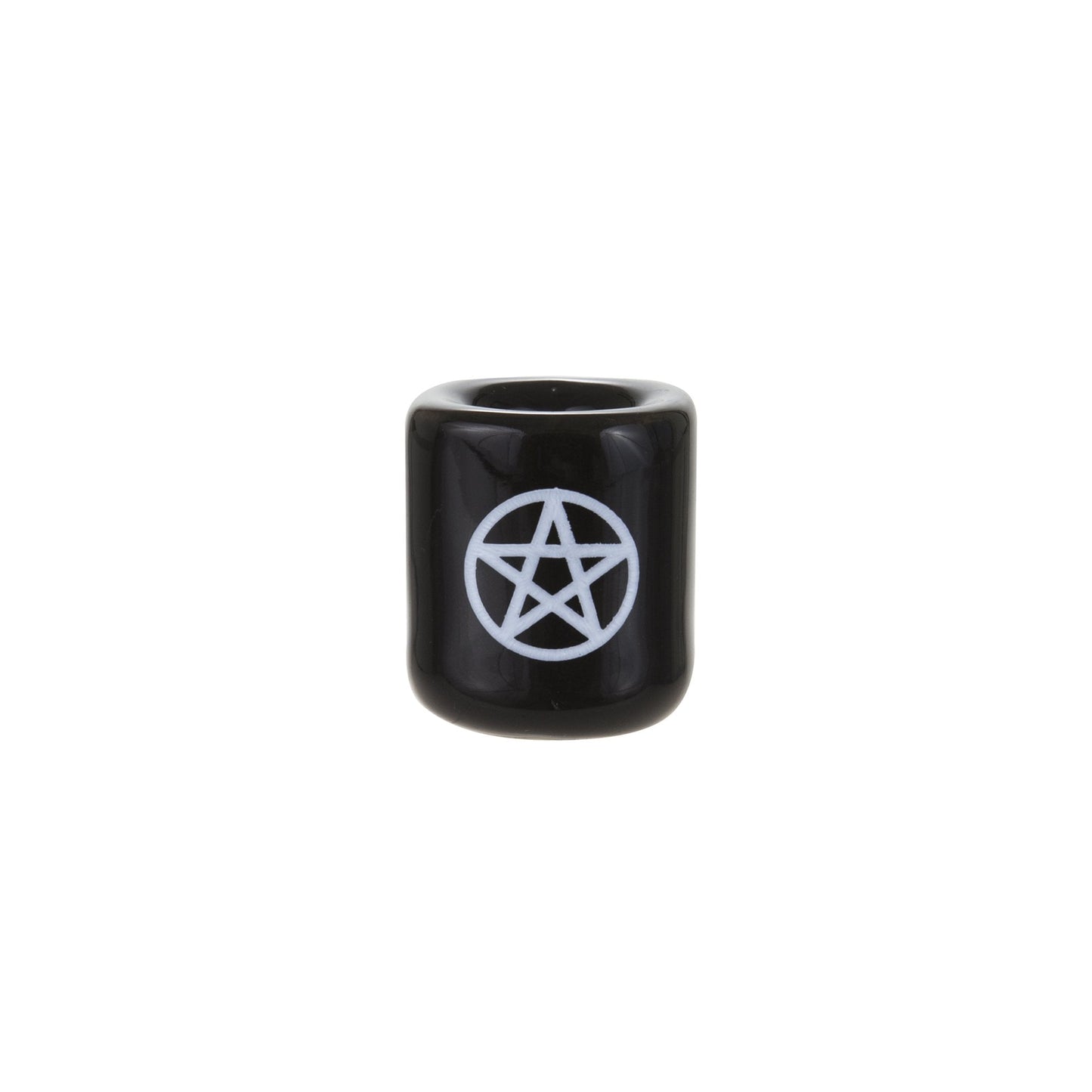Mega Candles 5 pcs Ceramic White Pentacle Chime Ritual Spell Candle Holder - Black